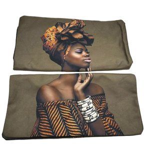 Unbranded 2 Pillowcase Covers Black Women Art African Handmade Zip Closure Decor